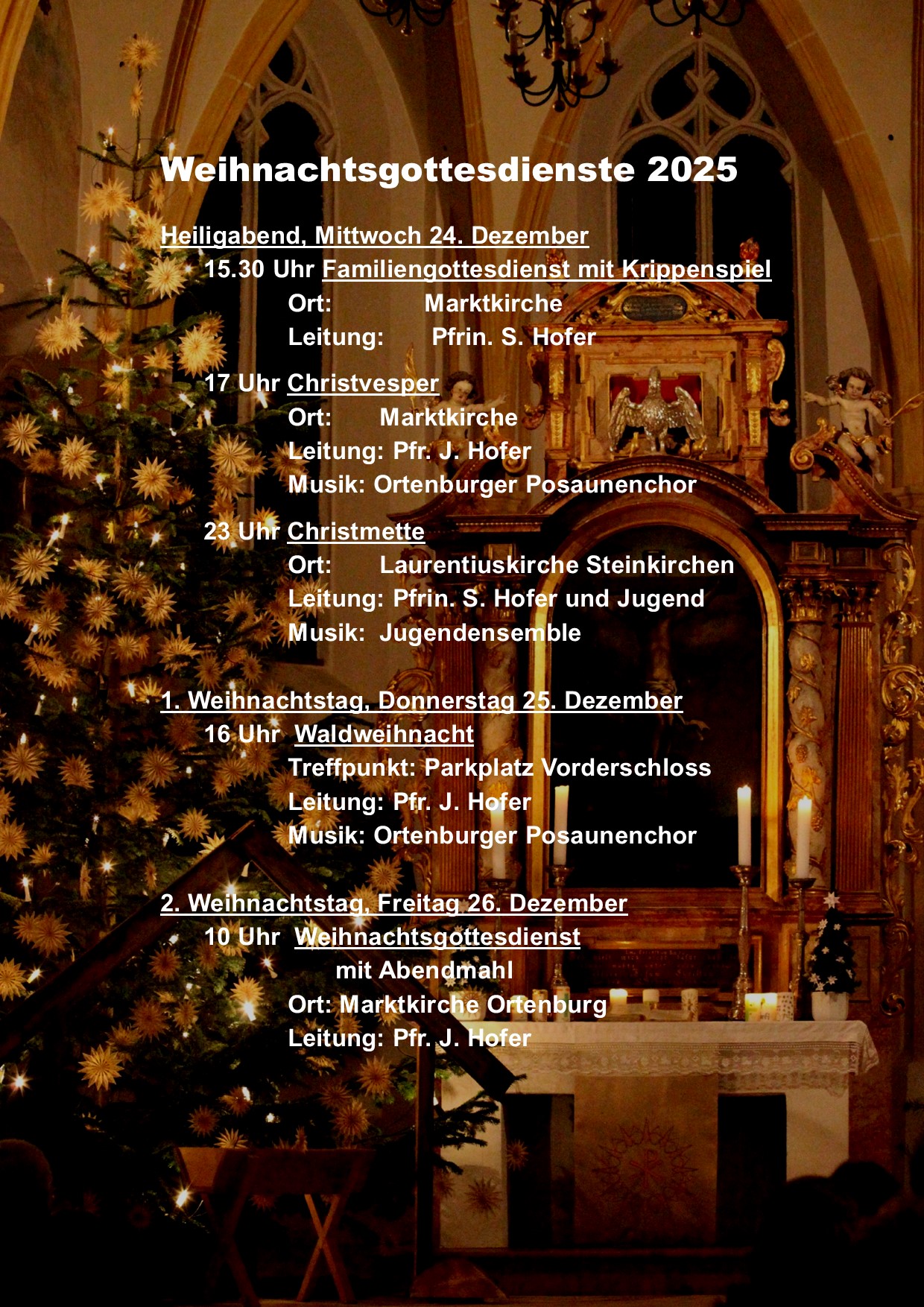 Weihnachtsgottesdienste 2025